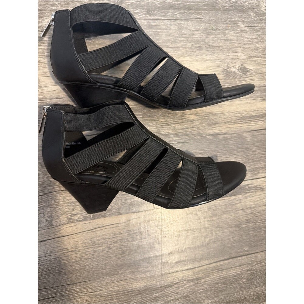 Coach and Four Black Gladiator Sandal Wedge 7.5